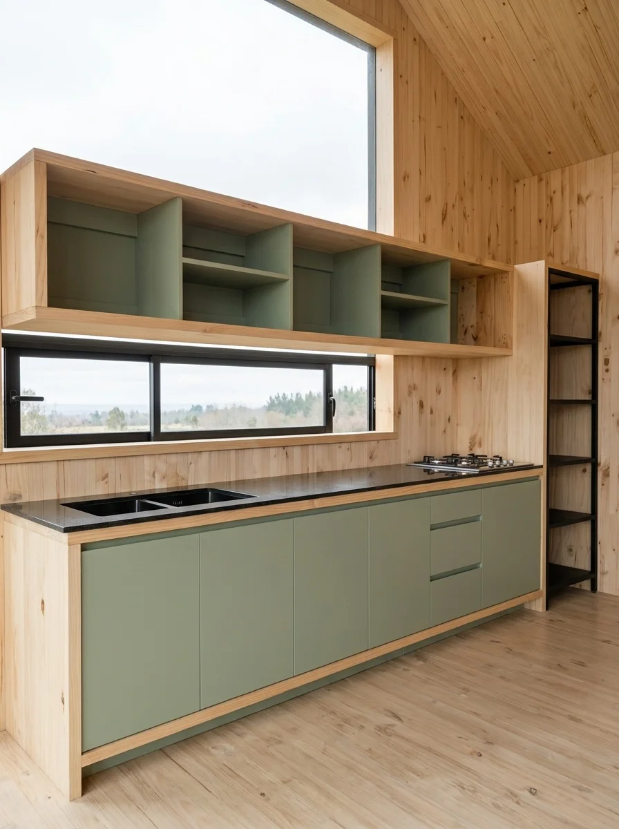 Cocina Modular Pistacho & Roble en Las Condes